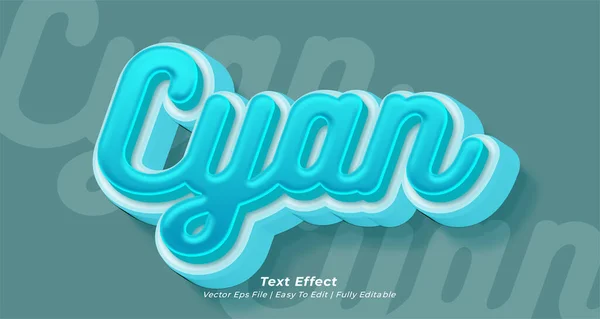 Vector Text Cyan Editable Text Effect — Stock Vector