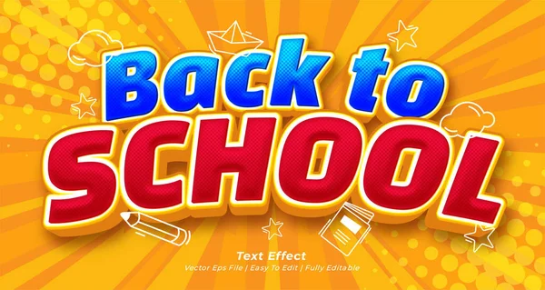 Vector Back School Editable Text Effect Comic Background — Stock Vector