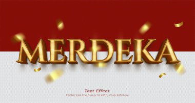 Merdeka metin efekti düzenlenebilir 3d metin biçimi