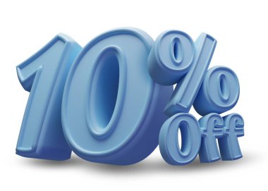 3D sayılar% 10 mavi arkaplandan ayrılmış
