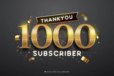 Metin efekti 1000 abone vektör pankartı