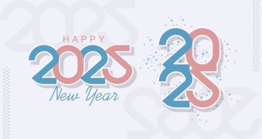 2025 Mutlu Yıllar logosu metin tasarımı vektör çizimi. 2025 yılının en iyi vektör tasarımı.