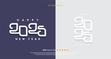 Minimalist stil tasarımlı mutlu yıllar 2025 vektör logosu