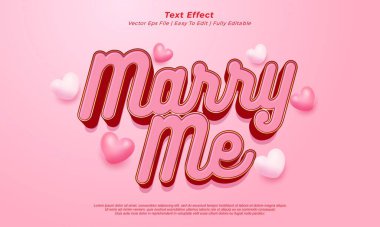 Vektör 3d metin efekti başlık biçimi ile evlen benimle