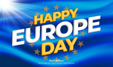 Avrupa günlük vektör metni etkisi 3d biçimi
