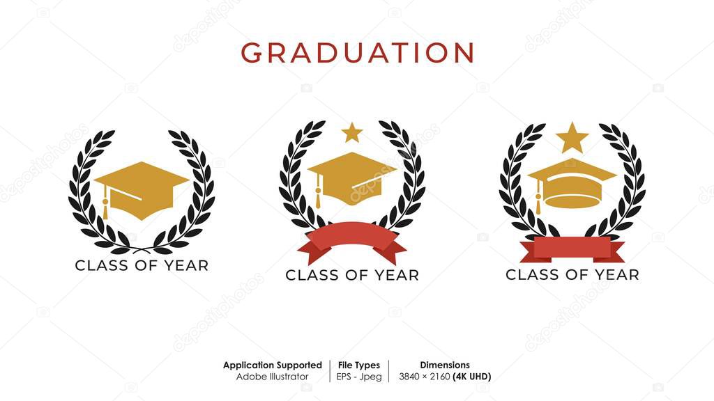 Icon set of graduation cap and diploma. Vector Icon set education logo. template vector icon illustration design. Graduation logo template