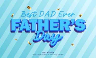 Babalar Günü düzenlenebilir vektörü 3d metin efekti