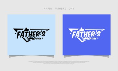 Mutlu babalar günü vektör logosu ve şık bir taç ve bıyık tasarımı.