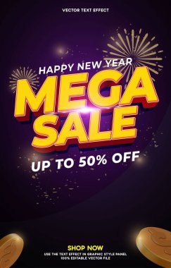 İndirimli poster reklam tasarım şablonu. İş için yeni yıl satışları