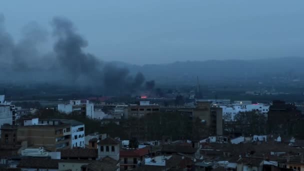 Xativa España Marzo 2024 Fallas Xativa Valencia Hay Fuego Distancia — Vídeo de stock