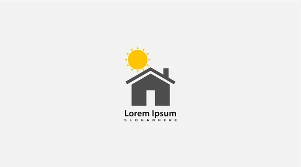 太陽の家のロゴデザイン ホーム太陽のロゴ — ストック写真