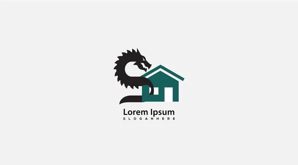 Draken Hus Logotyp Design Vektor Hem Logotyp Design — Stockfoto