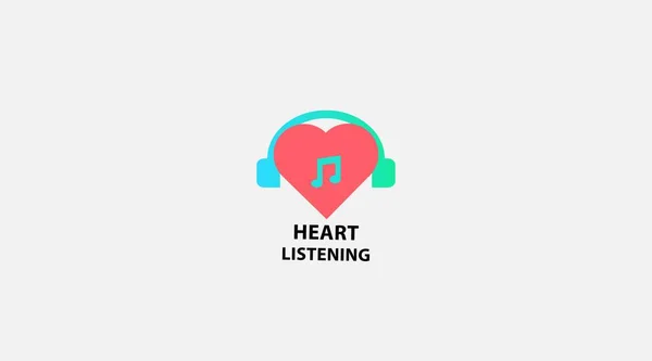 Love Heart Listening Logo Design Vector — Stock Photo, Image