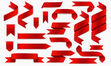 Boş vektör kırmızı afiş etiketi, boş vektör basit clipart seti, Vektör Resimleri