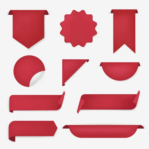 Red Ribbon Set Geïsoleerde Witte Achtergrond Rood Glanzende Spandoeken Vector — Stockfoto