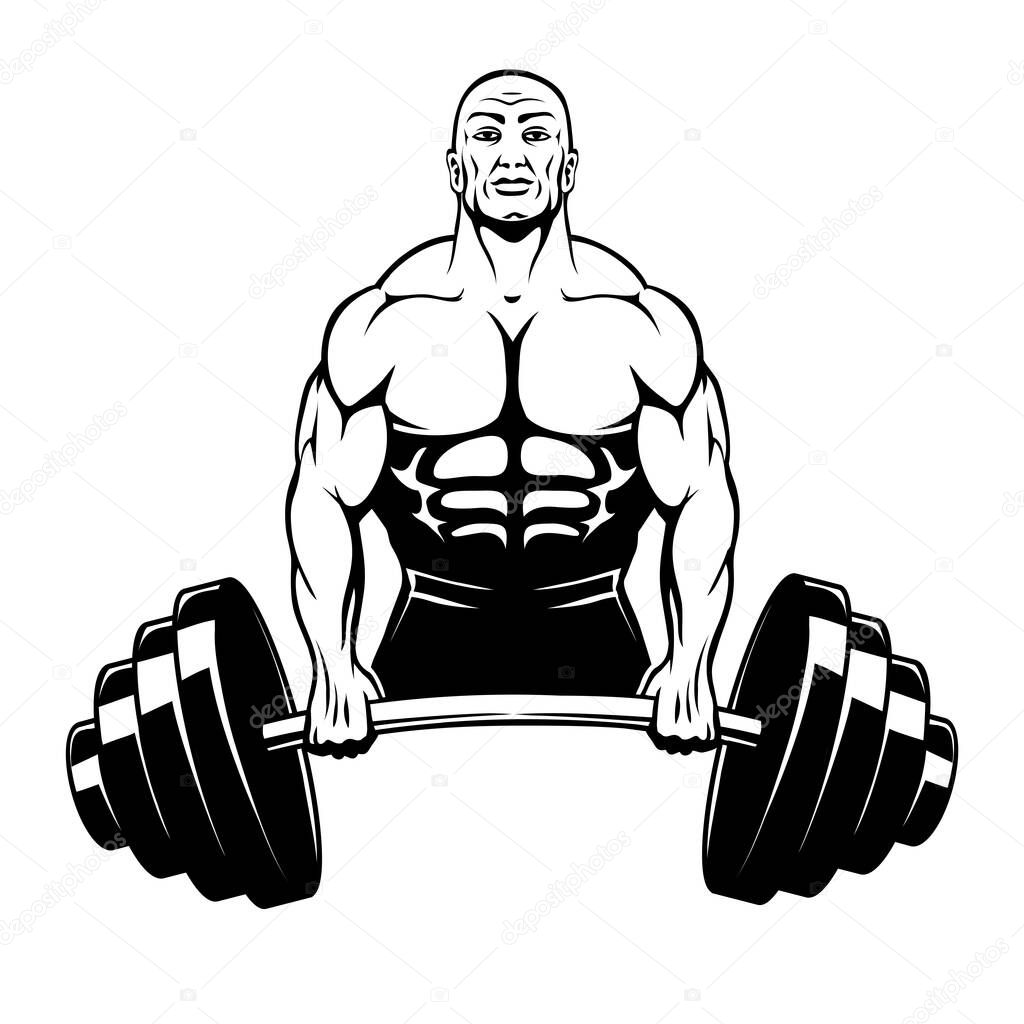 Bodybuilder Uomo Muscolare Possesso Grande Bilanciere Con Grandi Pesi Logo  - Foto Stock: Foto, Immagini © kha407176@gmail.com 663642490 | Depositphotos