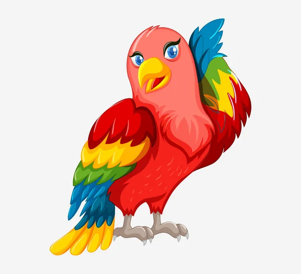 Aranyos Papagáj Madár Rajzfilm Karakter Illusztráció — Stock Vector
