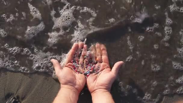 Переработка Мусора Микропластиковых Частиц Воде — стоковое видео