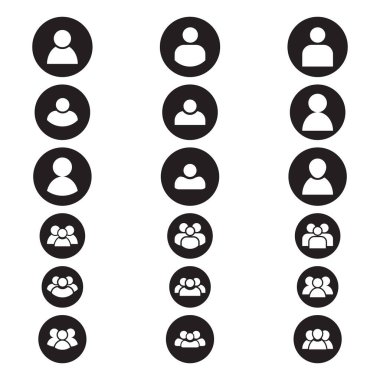 Basit Kullanıcı Simgesi Kümesi. Tek Kullanıcı Simgesi. Çoklu Kullanıcı Simgesi. Çemberli Kullanıcı Simgesi.