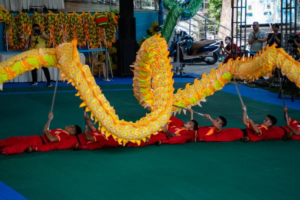 Chi Minh Vietnam April 2023 Dragon Dance Vier Het Nieuwe — Stockfoto