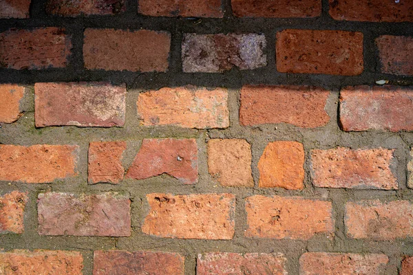 Stara Ceglana Ściana Stara Faktura Czerwonych Bloków Kamiennych Zbliżenie — Zdjęcie stockowe