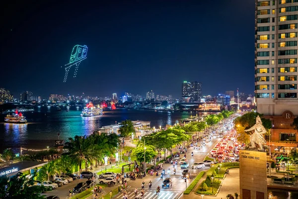 Chi Minh Viet Nam August 2023 Riverboat Saigon River Night — Stock Photo, Image