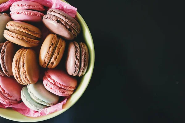 colorful macaroons on a white background