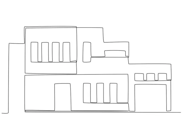 Una Casa Tre Piani Con Alberi Alloggiamento Una Riga Illustrazione — Vettoriale Stock