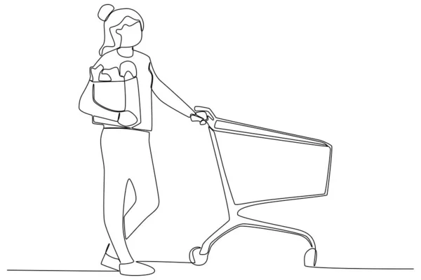 Ein Mann Mit Einer Einkaufstasche — Stockvektor