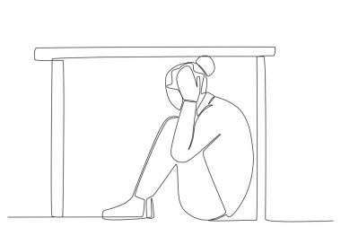 Bir kadın korkuyla masanın altına saklanır. Deprem tek çizgi çiziyor