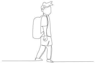 Ülkelerinden kaçan bir adam. Mülteci çizimi