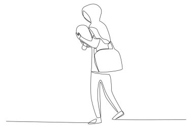 Ülkelerinden kaçan bir adam. Mülteci çizimi