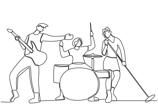 Grupo Chicos Tocando Una Banda Música Banda Música Dibujo Una — Archivo Imágenes Vectoriales
