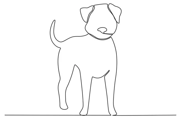 Urban Dog Street Urban Pet One Line Drawing — Stock Vector