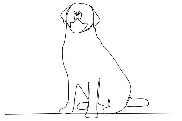 Городская Собака Улице Однолинейный Рисунок Домашних Животных — стоковый вектор