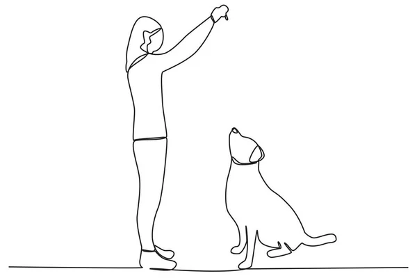 Eine Frau Geht Mit Ihrem Hund Spazieren Gassi Gehen Oder — Stockvektor