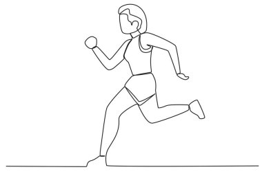 Esneme hareketleri yapan bir adam. Park etkinlikleri tek satırlık çizim