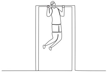 Esneme hareketleri yapan bir adam. Park etkinlikleri tek satırlık çizim