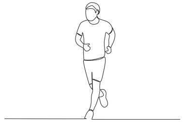 Esneme hareketleri yapan bir adam. Park etkinlikleri tek satırlık çizim