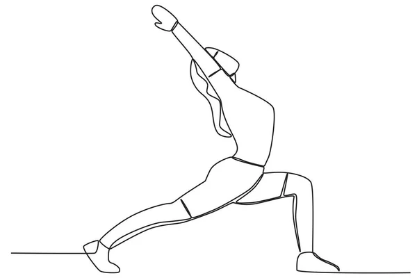 一个男人在做伸展运动 公园活动单线绘图 — 图库矢量图片