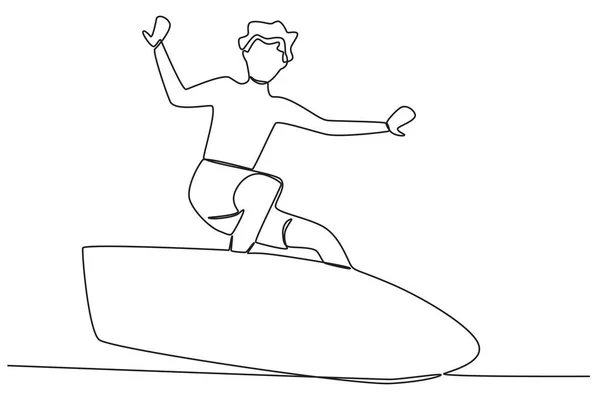 Kvinna Som Bär Surfbräda Surfing Linje Ritning — Stock vektor
