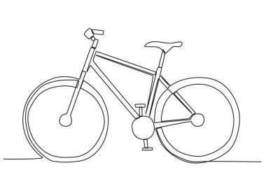 İki tekerlekli bir bisiklet. Dünya bisiklet günü tek satırlık çizim