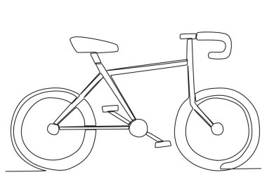İki tekerlekli bir bisiklet. Dünya bisiklet günü tek satırlık çizim