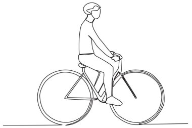 İki tekerlekli bir bisiklet. Dünya bisiklet günü tek satırlık çizim