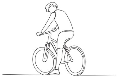 İki tekerlekli bir bisiklet. Dünya bisiklet günü tek satırlık çizim
