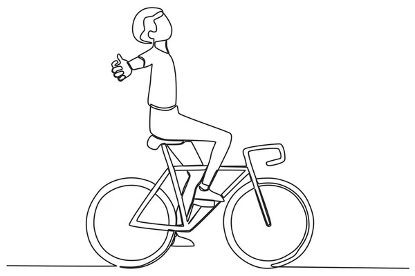 Uma Bicicleta Duas Rodas Desenho Uma Linha Dia Bicicleta Mundial —  Vetores de Stock