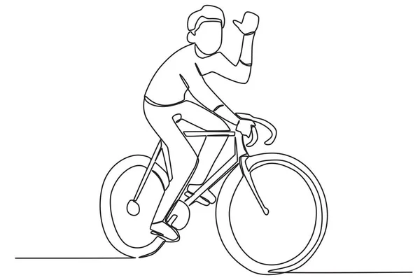 Двухколесный Велосипед Однолинейный Рисунок Всемирного Дня Велосипеда — стоковый вектор