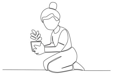 Dünya yapraklarla çevrili. Dünya çevresi tek satırlık çizim