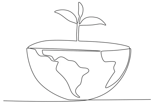 地球は葉に囲まれている 世界環境1日オンライン図面 — ストックベクタ