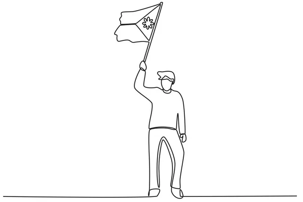 フィリピン国旗を持っている男 フィリピン独立記念日オンラインドローイング — ストックベクタ